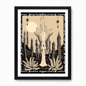 B&W Cactus Illustration Chamaecereus 4 Art Print