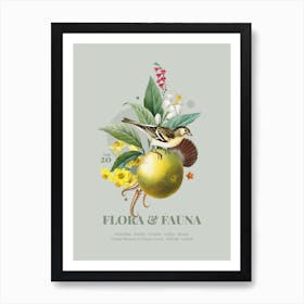 Flora & Fauna with Brambling Art Print