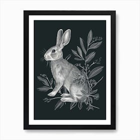 Silver Marten Rabbit Minimalist Illustration 2 Art Print