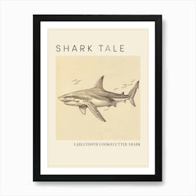 Largetooth Cookiecutter Shark Vintage Illustration 3 Poster Art Print