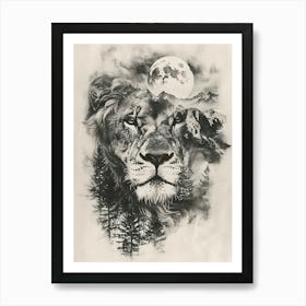 Lion In The Forest 16 Art Print