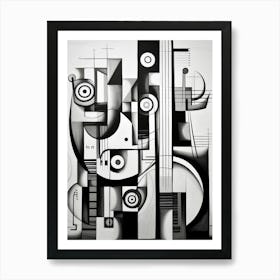 Music Abstract Black And White 5 Art Print