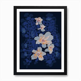 Orchids Shadow Blue Notes Art Print