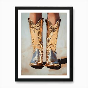 Gold Cowboy Boots Art Print