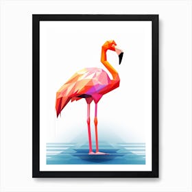 Colourful Geometric Bird Greater Flamingo 3 Art Print