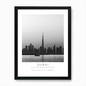 Dubai United Arab Emirates Black And White Coordinates Art Print