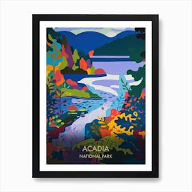 Acadia National Park Travel Poster Matisse Style 2 Art Print