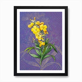 Vintage Cheiranthus Flower Botanical Illustration on Veri Peri Art Print