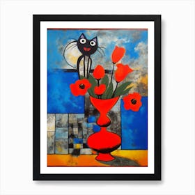 Anemone With A Cat 4 Surreal Joan Miro Style  Art Print