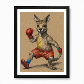 Kangaroo Boxing 6 Art Print
