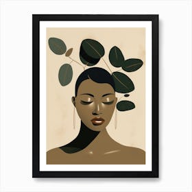 African Woman With Leaves On Her Head Art Print