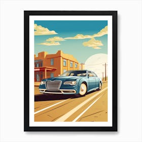 A Chrysler 300 Car In Route 66 Flat Illustration 4 Art Print