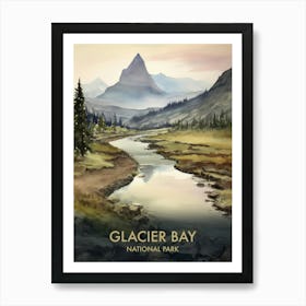 Glacier National Park Watercolour Vintage Travel Poster 4 Art Print