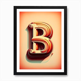 B  Letter, Alphabet Retro Drawing 1 Art Print