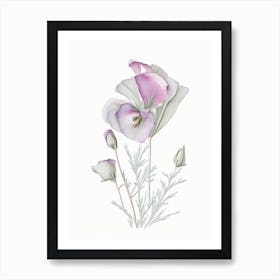 Eustoma Floral Quentin Blake Inspired Illustration 4 Flower Art Print