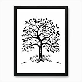 Apple Tree Simple Geometric Nature Stencil 1 1 Art Print