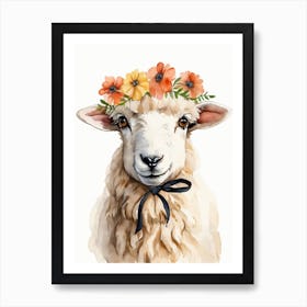 Baby Blacknose Sheep Flower Crown Bowties Animal Nursery Wall Art Print (21) Art Print