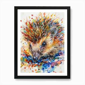 Hedgehog Colourful Watercolour 3 Art Print