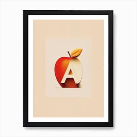 A  Apple, Letter, Alphabet Retro Minimal Art Print