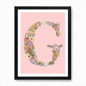 G Pink Alphabet Letter Art Print