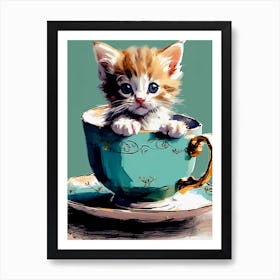 Kitten In A Teacup Art Print