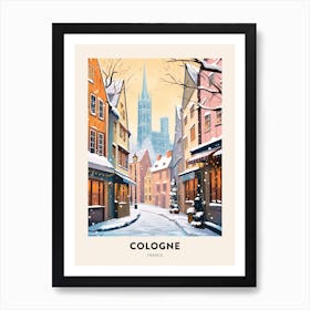 Vintage Winter Travel Poster Cologne France 2 Art Print