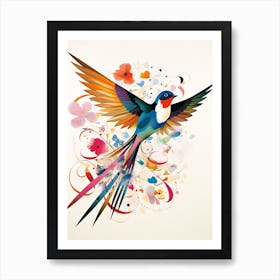 Bird Painting Collage Swallow 3 Art Print