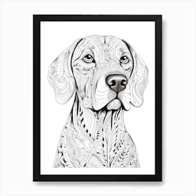 Rhodesian Ridgeback Dog, Line Drawing 2 Art Print