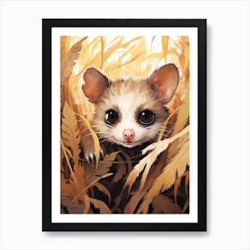 Adorable Chubby Possum Running In Field 1 Art Print