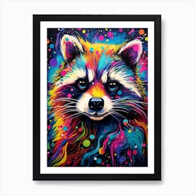A Common Raccoon Vibrant Paint Splash 4 Art Print