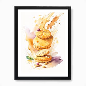 Peanut Butter Cookies Dessert Storybook Watercolour 1 Flower Art Print