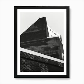 Black and White Brick Building London Art Print