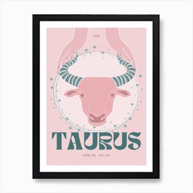 Pink Zodiac Taurus Art Print