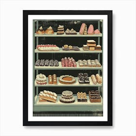 Pastries Behind The Window Illustration Art Print