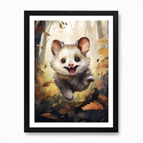 Adorable Chubby Possum Running In Field 3 Art Print