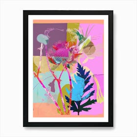 Queen Anne S Lace 4 Neon Flower Collage Art Print