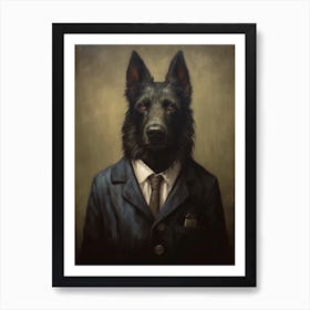 Gangster Dog Belgian Sheepdog Art Print