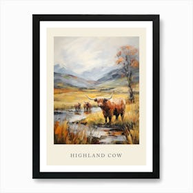 Warm Tones Highland Cow Impressionism Style Painting 2 Art Print