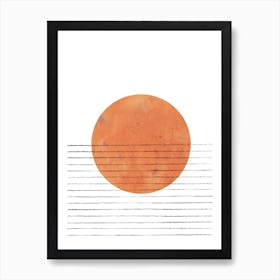 Terracotta sun, abstract sea Art Print