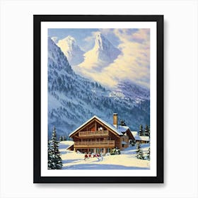 Mayrhofen, Austria Ski Resort Vintage Landscape 2 Skiing Poster Art Print