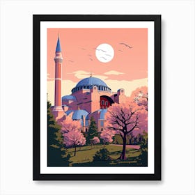 Hagia Sophia   Istanbul, Turkey   Cute Botanical Illustration Travel 2 Art Print