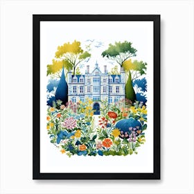 Hidcote Manor Gardens Uk Modern Illustration 1 Art Print