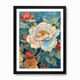 Peony Flower Painting 2 Art Print