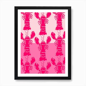 Lobster Repeat Pink On Pink Poster