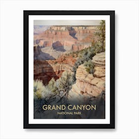 Grand Canyon National Park Watercolour Vintage Travel Poster 3 Art Print
