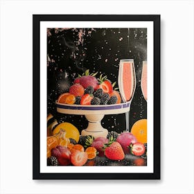 Prosecco & Fruit Art Deco 2 Art Print