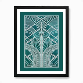 Art Deco Pattern Teal 1 Art Print