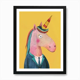 Pastel Unicorn In A Suit 2 Art Print