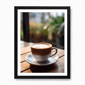 Coffee Cup On A Wooden Table 1 Art Print