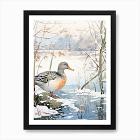 Winter Bird Painting Mallard Duck 1 Art Print